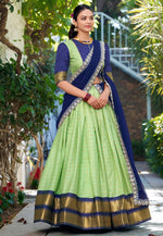 Load image into Gallery viewer, Pista Green Cotton Readymade Circular Lehenga Choli

