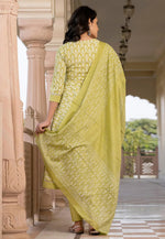 Load image into Gallery viewer, Pista Green Cotton Readymade Pant Style Suit
