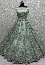 Load image into Gallery viewer, Pista Green Cotton Silk Wedding Lehenga Choli

