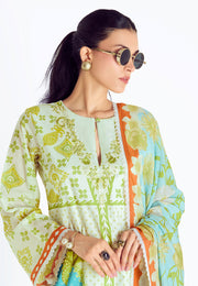 Pista Green Cotton Straight Suit