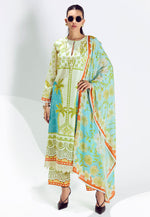 Load image into Gallery viewer, Pista Green Cotton Straight Suit
