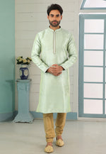 Load image into Gallery viewer, Pista Green Dupion Silk Kurta Pajama

