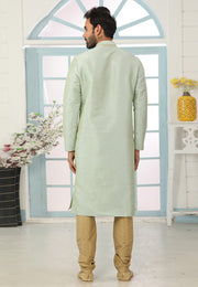 Pista Green Dupion Silk Kurta Pajama