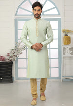 Load image into Gallery viewer, Pista Green Dupion Silk Kurta Pajama
