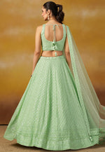 Load image into Gallery viewer, Pista Green Georgette Circular Lehenga Choli
