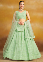 Load image into Gallery viewer, Pista Green Georgette Circular Lehenga Choli

