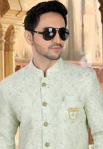 Load image into Gallery viewer, Pista Green Georgette Indo Western Sherwani
