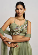 Load image into Gallery viewer, Pista Green Georgette Palazzo With Crop Top
