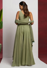 Load image into Gallery viewer, Pista Green Georgette Palazzo With Crop Top

