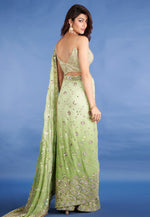 Load image into Gallery viewer, Pista Green Georgette Saree With Blouse
