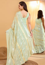 Load image into Gallery viewer, Pista Green Georgette Sequence Saree