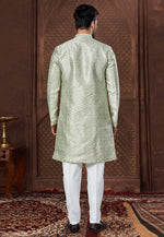 Load image into Gallery viewer, Pista Green Jacquard Indo Western Suit
