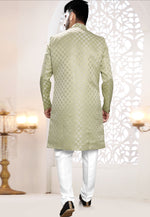 Load image into Gallery viewer, Pista Green Jacquard Indo Western Suit
