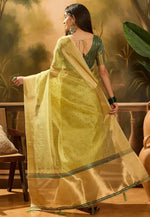 Load image into Gallery viewer, Pista Green Khadi Saree With Blouse
