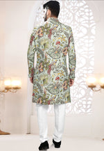 Load image into Gallery viewer, Pista Green Linen Indo Western Suit
