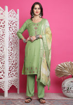Load image into Gallery viewer, Pista Green Muslin Pakistani Suit
