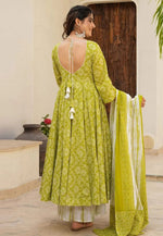 Load image into Gallery viewer, Pista Green Muslin Readymade Anarkali Suit
