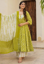 Load image into Gallery viewer, Pista Green Muslin Readymade Anarkali Suit
