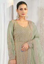 Load image into Gallery viewer, Pista Green Net Embroidered Anarkali Suit
