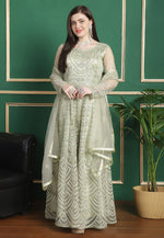 Load image into Gallery viewer, Pista Green Net Embroidered Anarkali Suit

