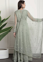 Load image into Gallery viewer, Pista Green Net Embroidered Long Anarkali Suit
