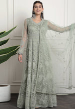 Load image into Gallery viewer, Pista Green Net Embroidered Long Anarkali Suit
