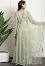 Load image into Gallery viewer, Pista Green Net Embroidered Long Anarkali Suit
