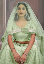 Load image into Gallery viewer, Pista Green Net Lehenga Choli
