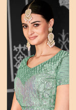 Load image into Gallery viewer, Pista Green Net Lehenga Choli
