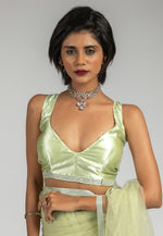 Load image into Gallery viewer, Pista Green Net Saree With Blouse
