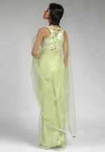 Load image into Gallery viewer, Pista Green Net Saree With Blouse
