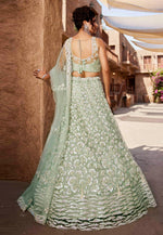 Load image into Gallery viewer, Pista Green Net Wedding Lehenga Choli
