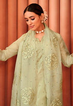 Load image into Gallery viewer, Pista Green Organza Palazzo Suit

