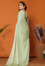 Load image into Gallery viewer, Pista Green Polyester Saree With Blouse