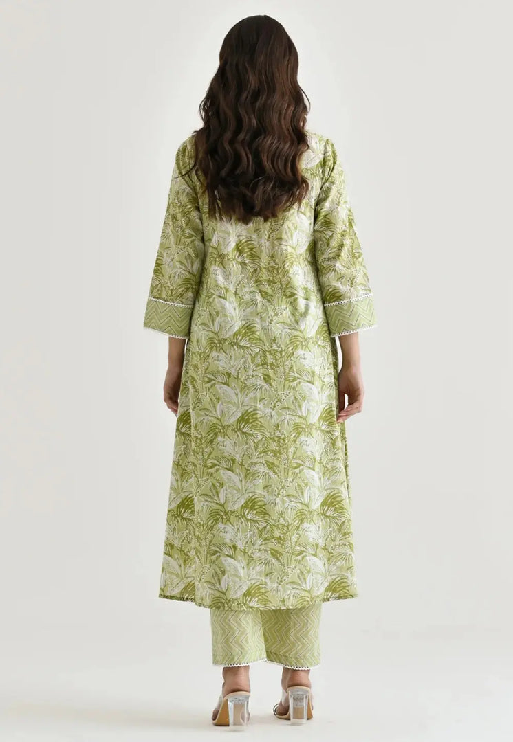 Pista Green Rayon Kurta Set With Pent
