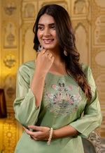 Load image into Gallery viewer, Pista Green Shimmer Long Kurti
