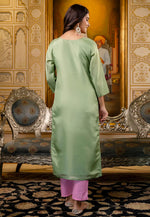 Load image into Gallery viewer, Pista Green Shimmer Long Kurti
