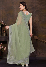 Load image into Gallery viewer, Pista Green Shimmer Saree With Blouse
