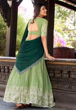 Load image into Gallery viewer, Pista Green Silk Circular Lehenga Choli
