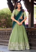 Load image into Gallery viewer, Pista Green Silk Circular Lehenga Choli
