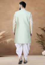 Load image into Gallery viewer, Pista Green Silk Indo Western Suit
