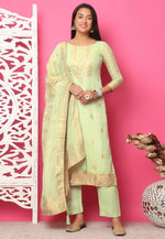 Load image into Gallery viewer, Pista Green Silk Jacquard Pant Style Suit
