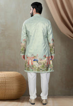 Load image into Gallery viewer, Pista Green Silk Kurta Pajama
