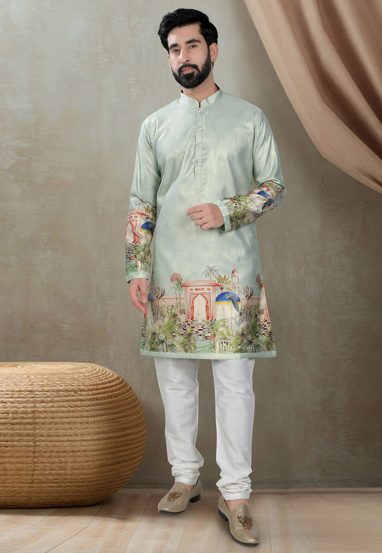 Pista Green Silk Kurta Pajama
