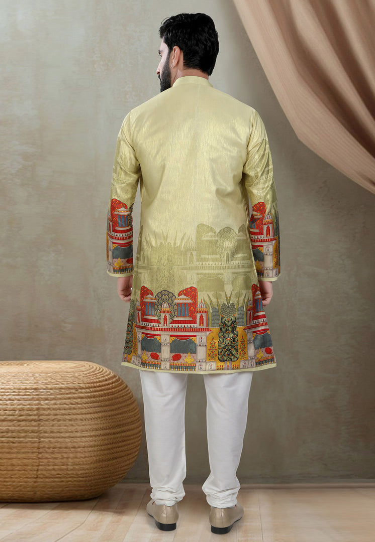 Pista Green Silk Kurta Pajama