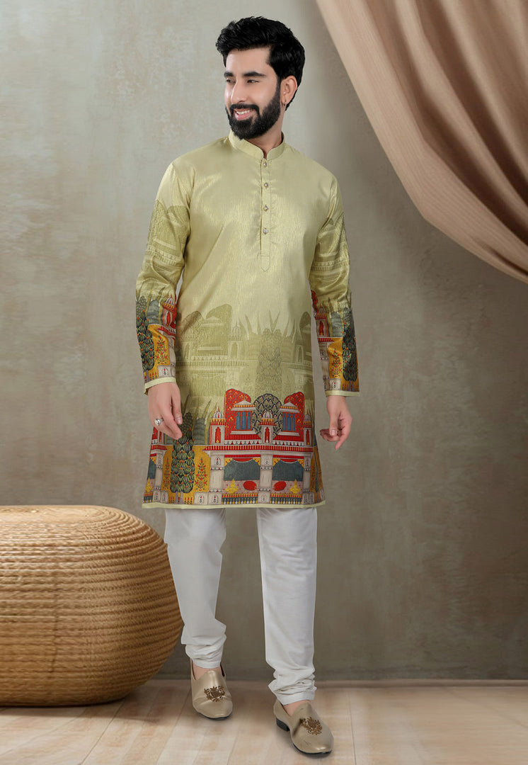 Pista Green Silk Kurta Pajama