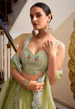Load image into Gallery viewer, Pista Green Silk Lehenga Choli
