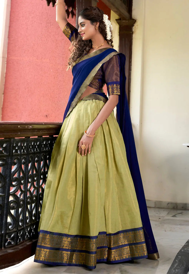 Pista Green Silk Lehenga Choli