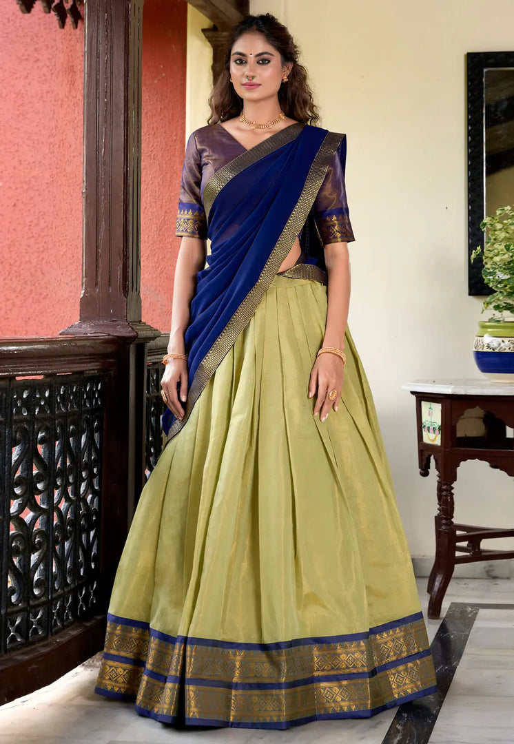Pista Green Silk Lehenga Choli