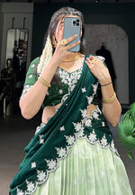 Load image into Gallery viewer, Pista Green Silk Lehenga Choli

